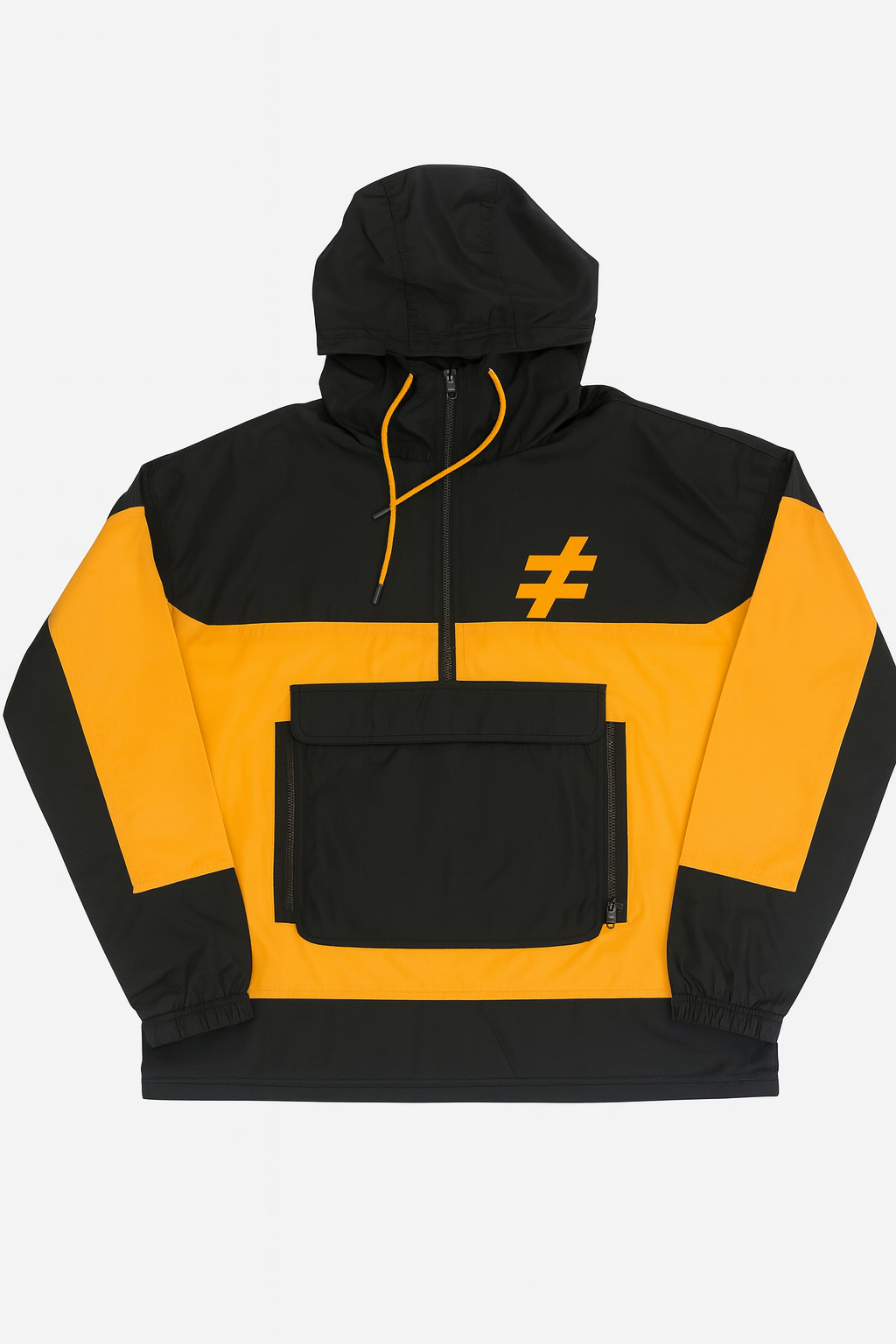 KTSC “We Not Equal ≠” black/Hazard orange pull over windbreaker